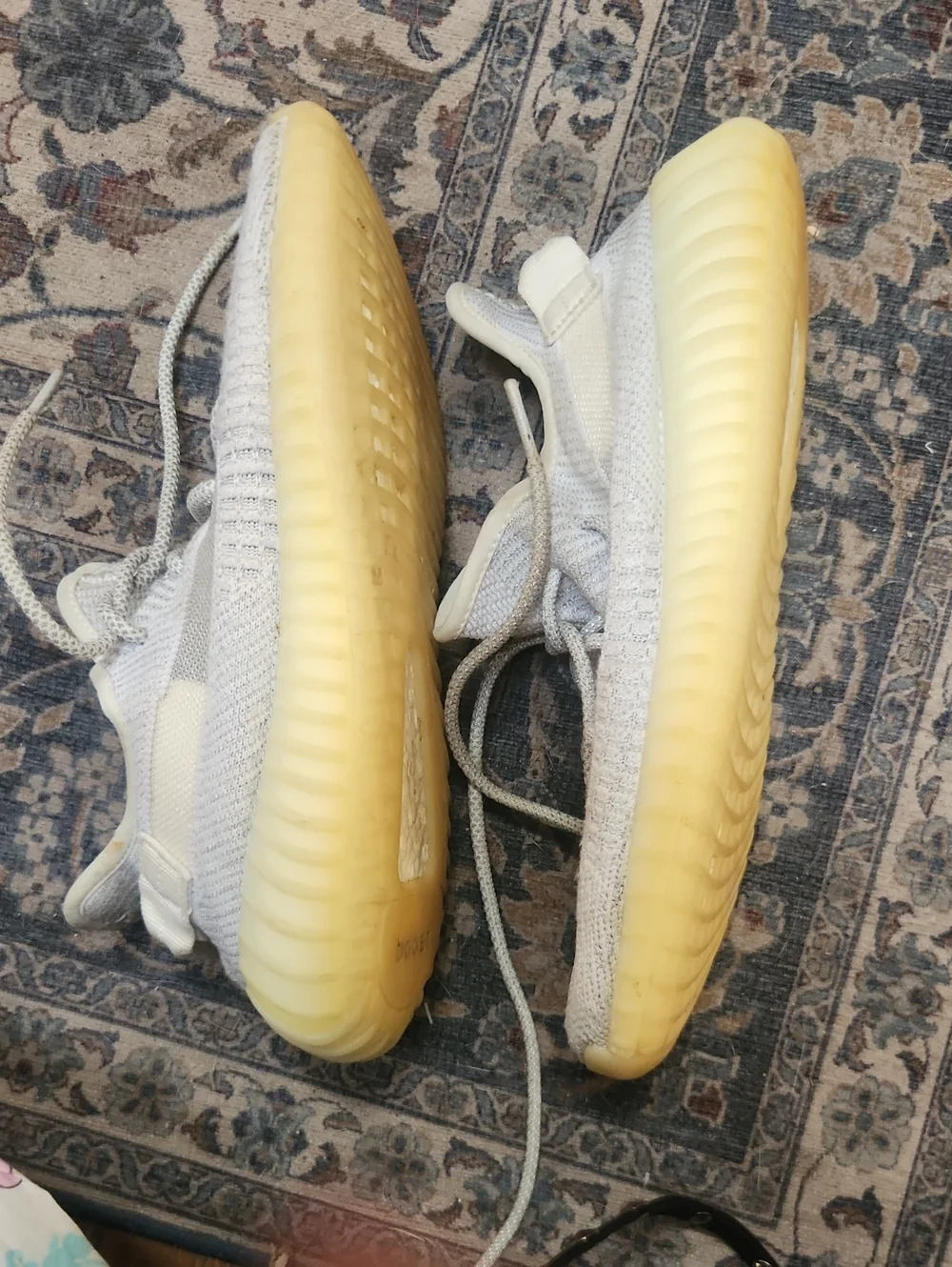 Yeezy  Cream/Yellow Knit Lace-Up Sneakers 9.5 Men